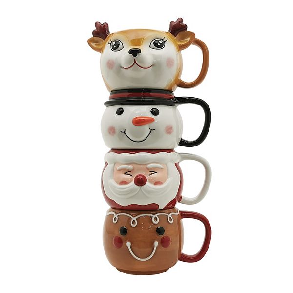 St. Nicholas Square® 4-Pack Holly Jolly Stacking Mugs