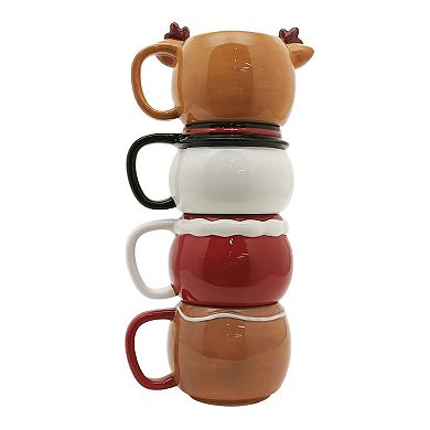 St. Nicholas Square® 4-Pack Holly Jolly Stacking Mugs