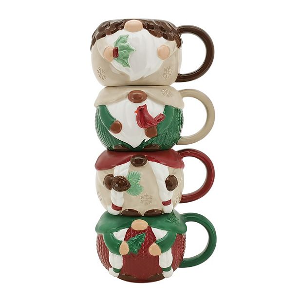 Winterberry Figural Gnome Santa Mug