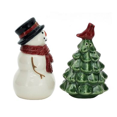 St. Nicholas Square® Yuletide Snowman & Tree Salt & Pepper Shaker Set