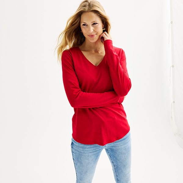 Women's Sonoma Goods For Life® Everyday V-Neck Long Sleeve Tee