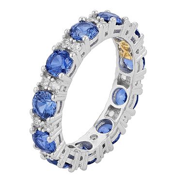 SLNY Sterling Silver Sapphire & Diamond Accent Eternity Band Ring