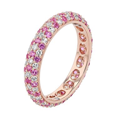 SLNY Pink Sapphire & Diamond Accent Pave Eternity Band Ring