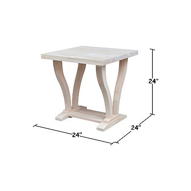 International Concepts LaCasa Solid Wood End Table - Unfinished