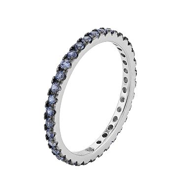 SLNY Sterling Silver Blue Sapphire Eternity Band Ring
