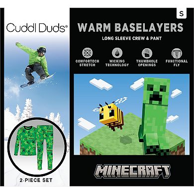 Boys 4-14 Cuddl Duds® Minecraft Creepers Print 2-Piece Stretch Base Layer Set