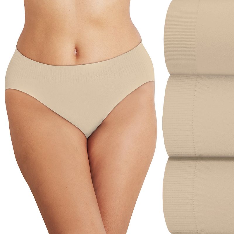 Bali Comfort Revolution 3-Pack Modern Seamless Hi Cut Panty DFMSH3, Women's, Size: 8, Brown Brown Brown