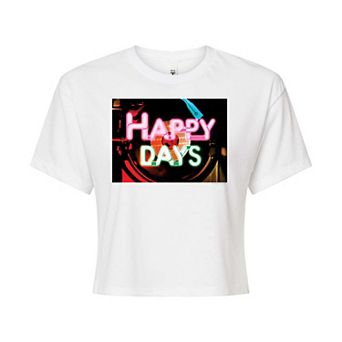 Juniors' Happy Days Jukebox Cropped Tee