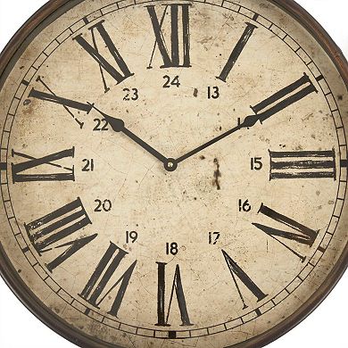 30" Ivory and Black Distressed Finish Round Bale Wall Clock