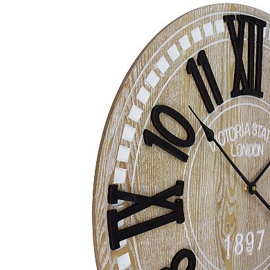 24" Battery Operated Round Wall Clock with Roman Numeral and Block Numbers