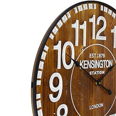 24" Rustic Industrial Farmhouse Style Round Wall Clock with Metal Frame