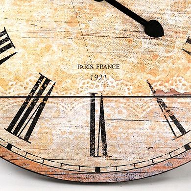 32" Brown and Beige Round Distressed Finish Wall Clock