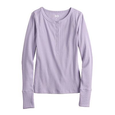 Women's SO® Slim Fit Long Sleeve Henley Tee