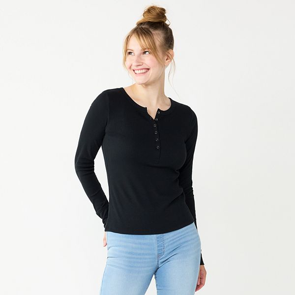 kohls black long sleeve shirt
