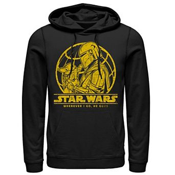 Men's Star Wars The Mandalorian And Grogu "Wherever I Go He Goes" Globe Hoodie