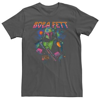 Men's Star Wars The Mandalorian Boba Fett Neon Vintage Graphic Tee