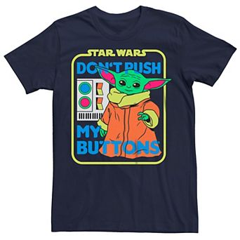 Men's Star Wars The Mandalorian Baby Yoda "Don't Push My Buttons" Graphic Tee