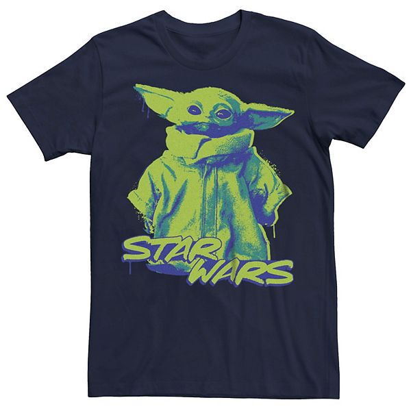 Men's Star Wars The Mandalorian Baby Yoda Fluorescent Paint Graphic Tee