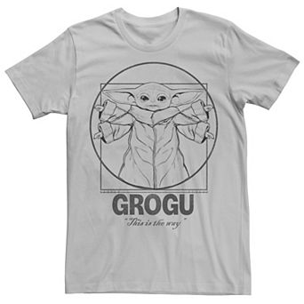 Men's Star Wars The Mandalorian Vitruvian Grogu Lineart Graphic Tee