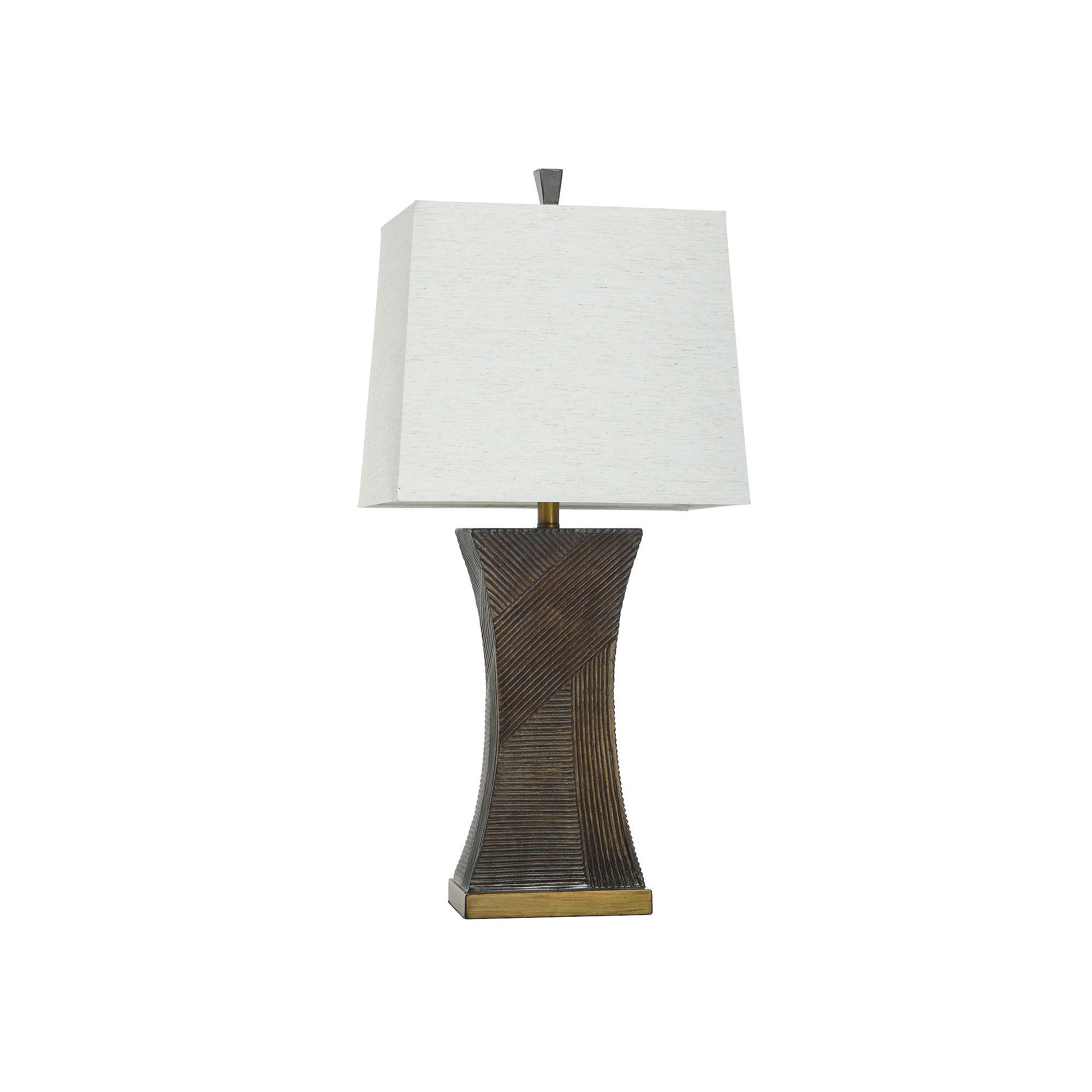 Asher Linear Embossed Table Lamp, Brown Brown Brass