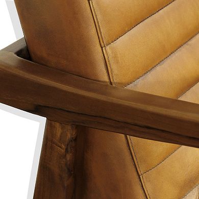 Shepherd Solid Teak Wood Channel-Back Lounge Chair