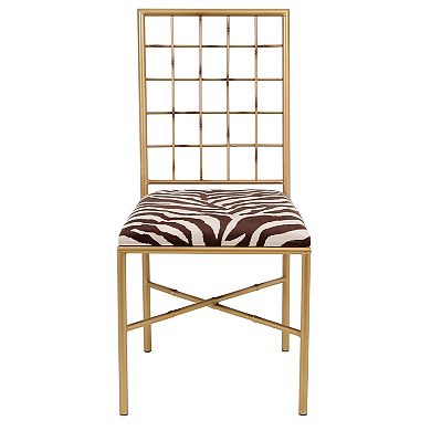 Zebra-Cushion Gold Metal Dining Chair