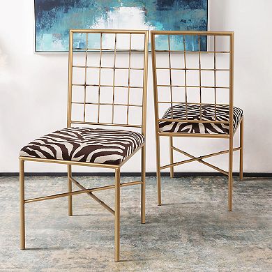 Zebra-Cushion Gold Metal Dining Chair