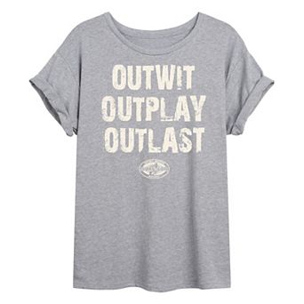 Juniors' Survivor Outwit Outplay Outlast Oversized Graphic Tee