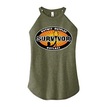 Juniors' Survivor Logo Badge High Neck Tank Top