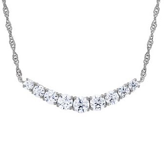 White Lotus Sterling Silver 3 1/5 Carat T.W. Lab-Created Moissanite 9-Stone Necklace