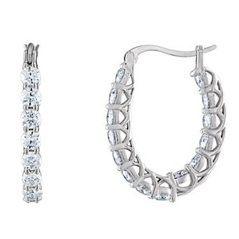 White Lotus Sterling Silver 4 5/8 Carat T.W. Lab-Created Moissanite Hoop Earrings