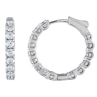 White Lotus Sterling Silver 5 Carat T.W. Lab-Created Moissanite Hoop Earrings