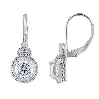 White Lotus Sterling Silver 2 1/3 Carat T.W. Lab-Created Moissanite Leverback Earrings