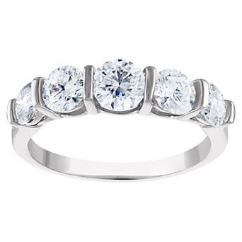 White Lotus Sterling Silver 2 1/3 Carat T.W. Lab-Created Moissanite Engagement Ring