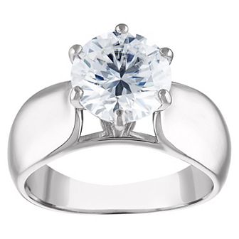 White Lotus Sterling Silver 3 Carat T.W. Lab-Created Moissanite Engagement Ring