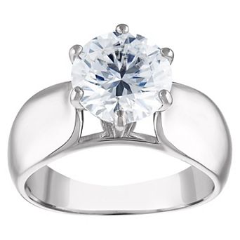 White Lotus Sterling Silver 3 Carat T.W. Lab-Created Moissanite Engagement Ring