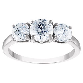 White Lotus Sterling Silver 2 Carat T.W. Lab-Created Moissanite 3-stone Ring