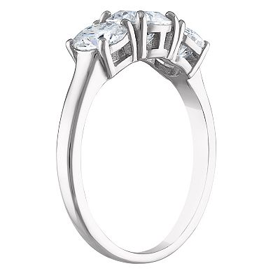 White Lotus Sterling Silver 2 Carat T.W. Lab-Created Moissanite 3-stone Ring