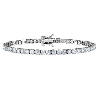 White Lotus Sterling Silver 9 Carat T.W. Lab-Created Moissanite Tennis Bracelet