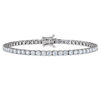 White Lotus Sterling Silver 9 Carat T.W. Lab-Created Moissanite Tennis Bracelet