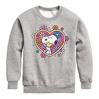 Boys 8-20 Peanuts Snoopy Hug Heart Flower Fleece Sweatshirt
