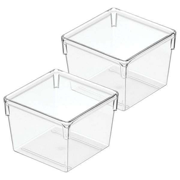 mDesign Plastic Stackable Kitchen Drawer Storage Organizer Tray 2 Pack