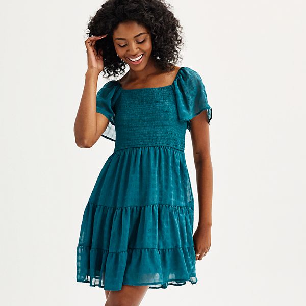 Juniors' Rewind Smocked Short Dress