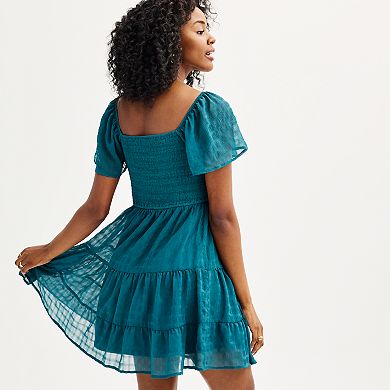 Juniors' Rewind Smocked Short Dress