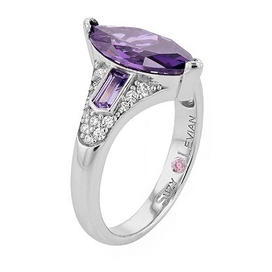 SLNY Sterling Silver Purple Marquise Cubic Zirconia Ring