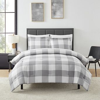 Sweet Home Collection Herringbone Weave Buffalo Check Comforter & Sheet Set with Shams
