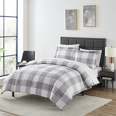 Sweet Home Collection Herringbone Weave Buffalo Check Comforter & Sheet Set with Shams