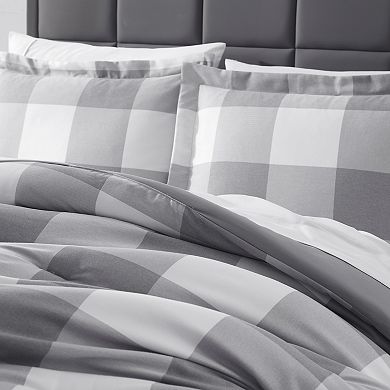 Sweet Home Collection Herringbone Weave Buffalo Check Comforter & Sheet Set with Shams