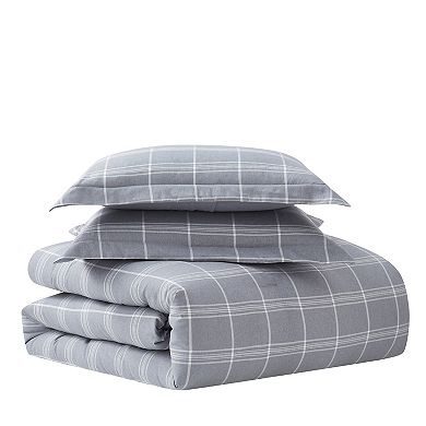 Sweet Home Collection Chambray Weave Plaid Comforter & Sheet Set with Shams