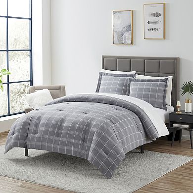 Sweet Home Collection Chambray Weave Plaid Comforter & Sheet Set with Shams